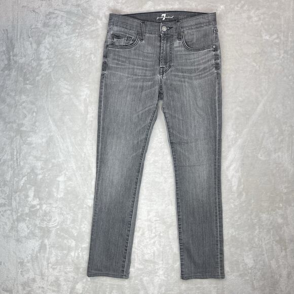 7 For All Mankind Mens 29" Waist Paxtyn Black Wash Skinny Denim Jeans Y2K Faded - Picture 1 of 16